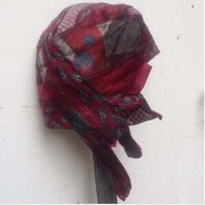 Asymmetric cloche hat: vintage red men's neck ties. Handmade, one of a kind OOAK